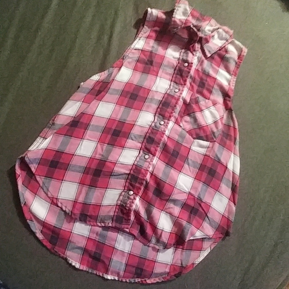 2/$20 Garage Brand Boyfriend Sleeveless Button Up